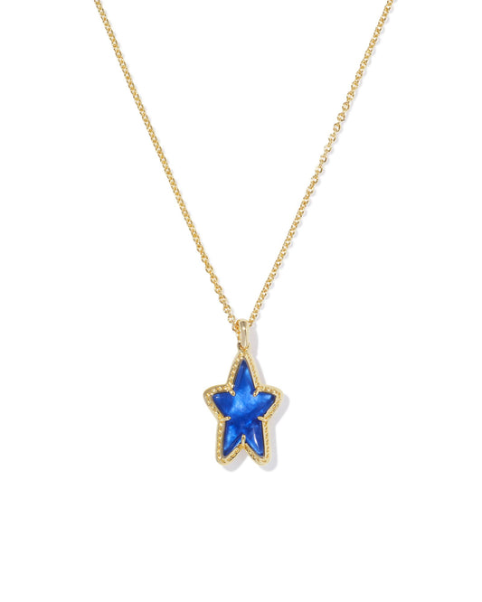 Ada Gold Star Short Pendant in Cobalt Blue Illusion