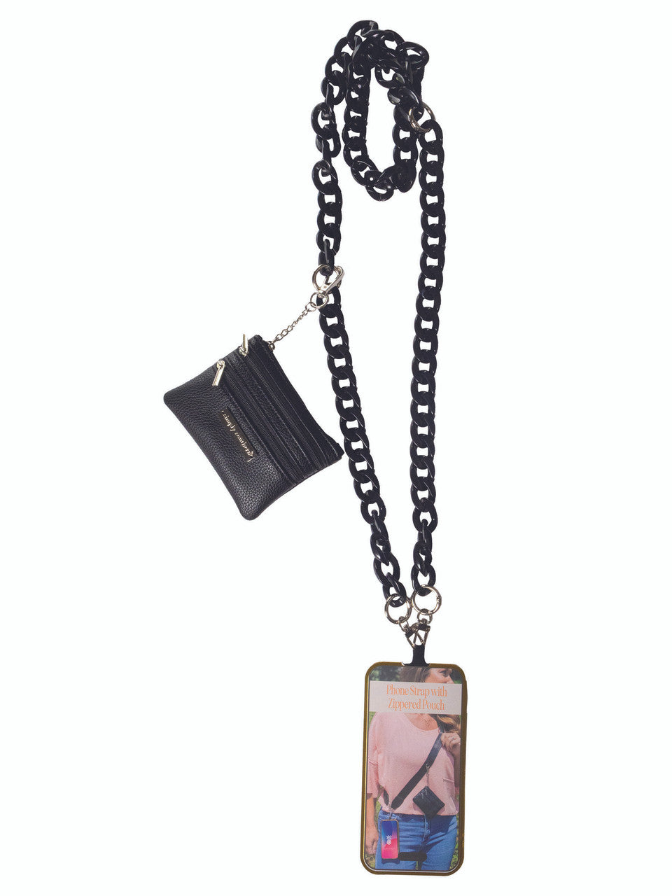 Crossbody Phone Wallet in Chain Link Black