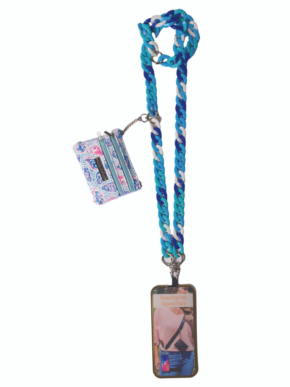 Crossbody Phone Wallet in Chain Link Blue