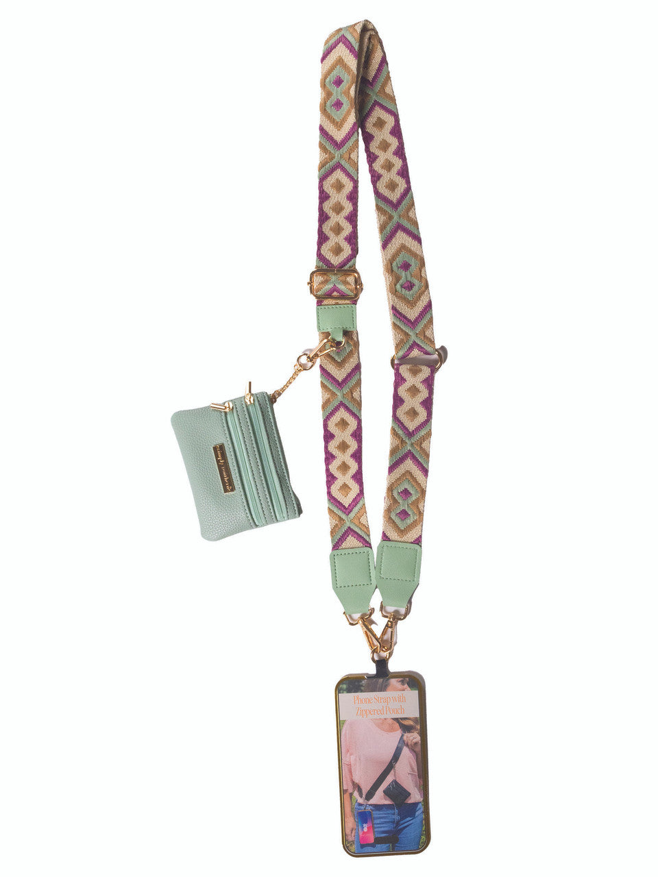 Crossbody Phone Wallet in Netural Pattern