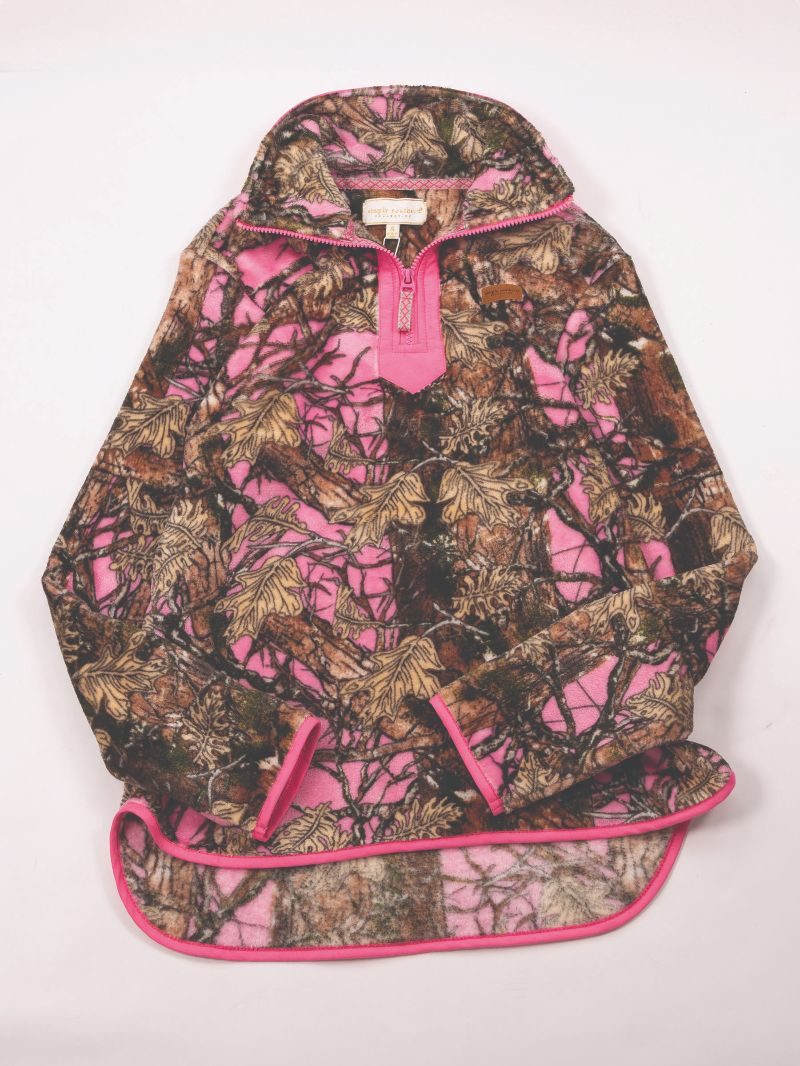 Pink Camo Quarter Zip Y-neck Pullover