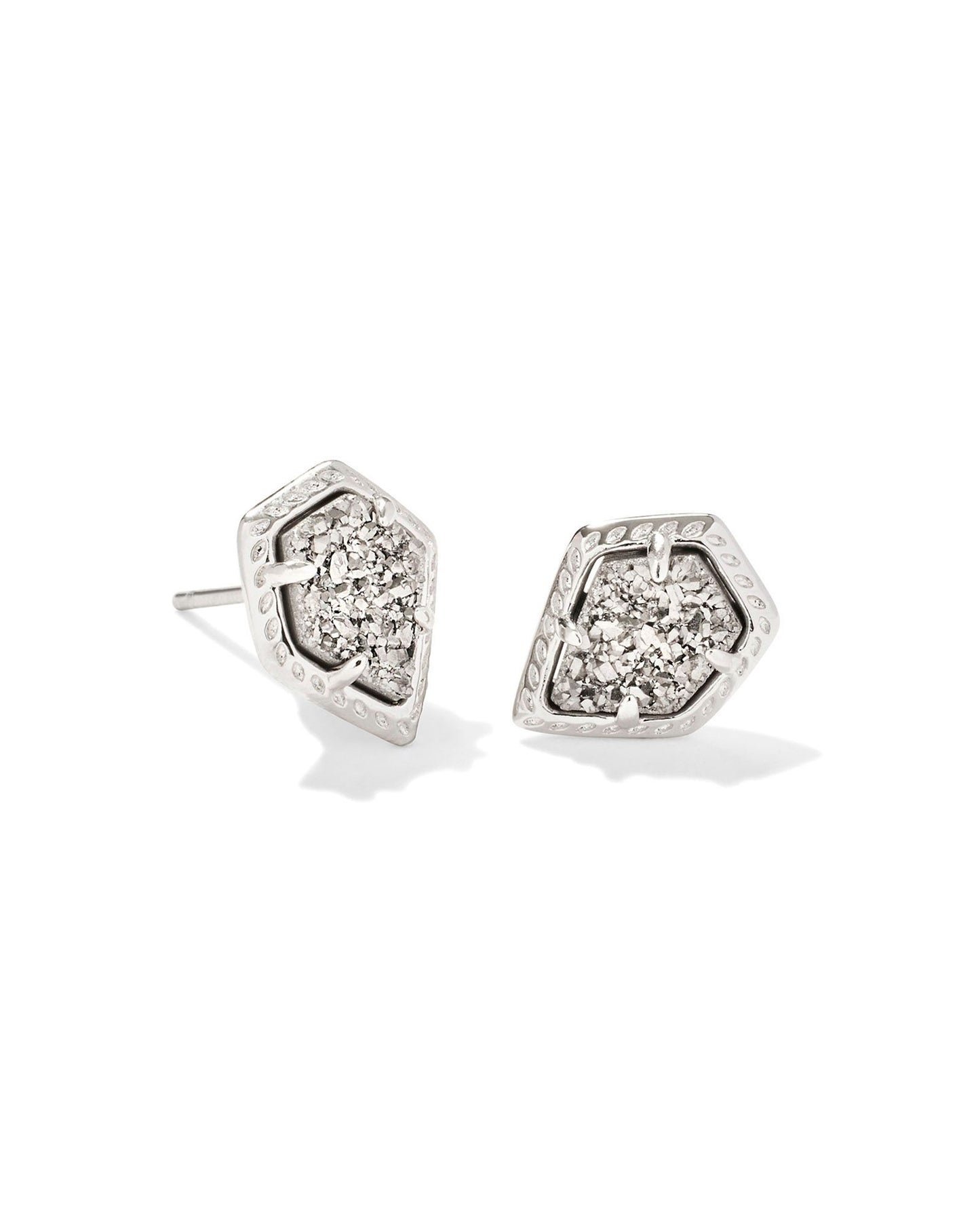 Framed Silver Tessa Stud Earrings in Platinum Drusy