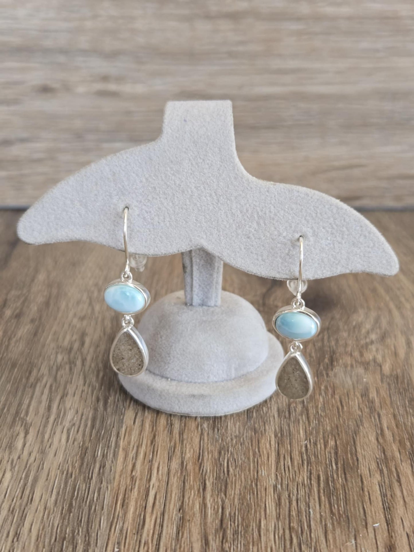Stepping Stone - Drop Earrings - Larimar & Sand