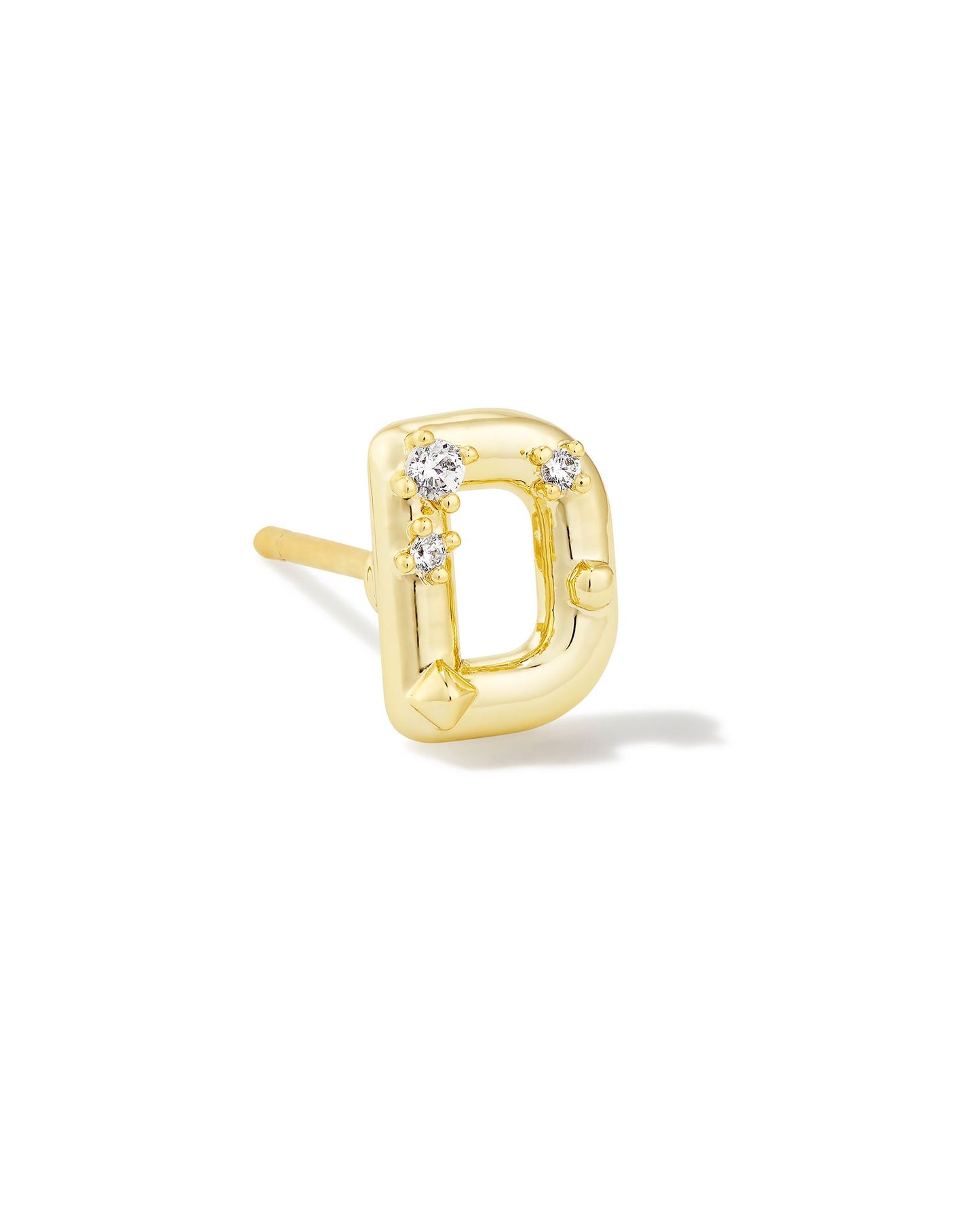 Crystal Gold Letter Single Studs