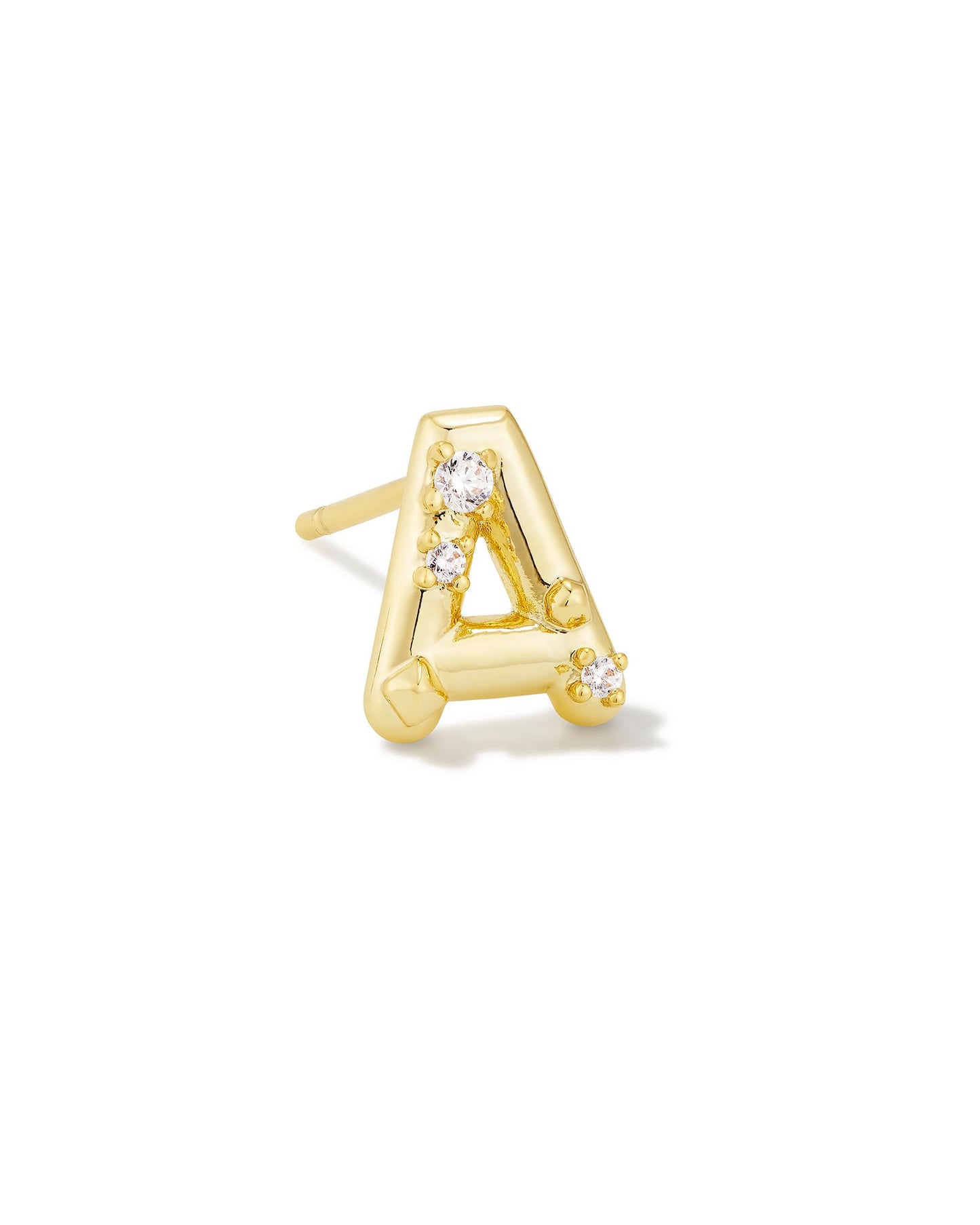 Crystal Gold Letter Single Studs