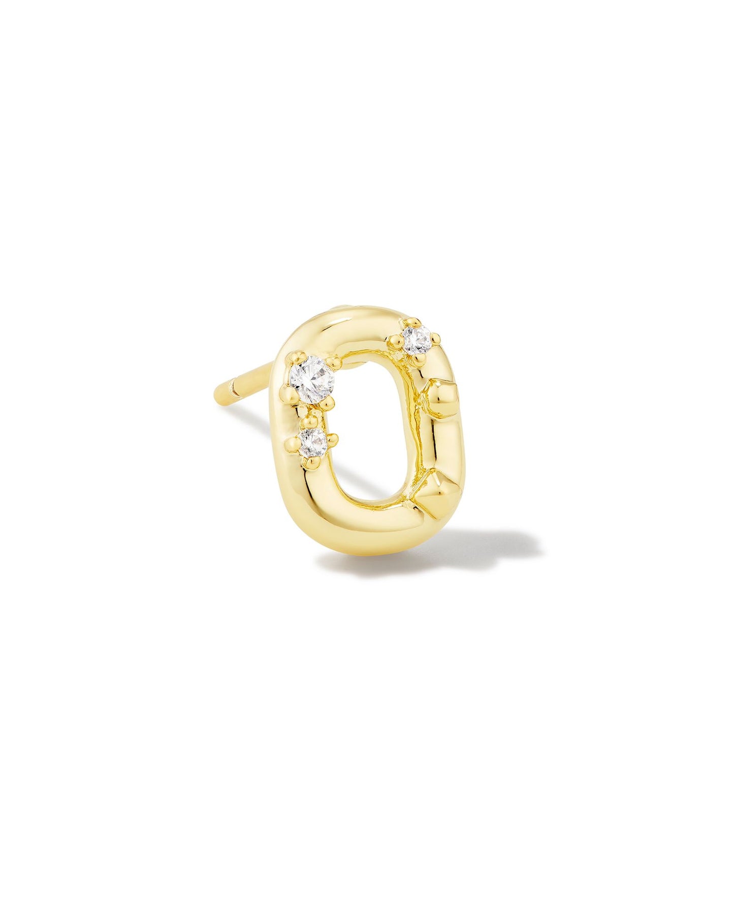 Crystal Gold Letter Single Studs