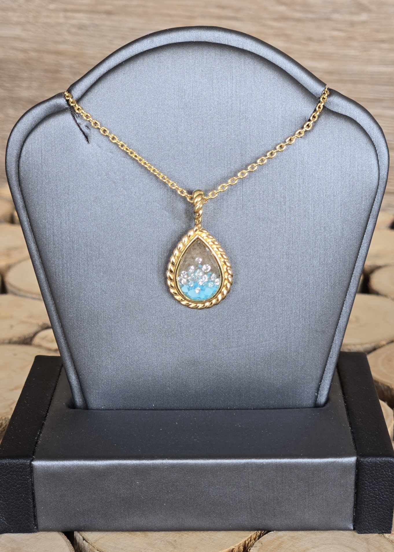 Modern Mermaid Necklace by Captain Kate - 14k Gold Vermeil - Diamond & Turquoise Gradient