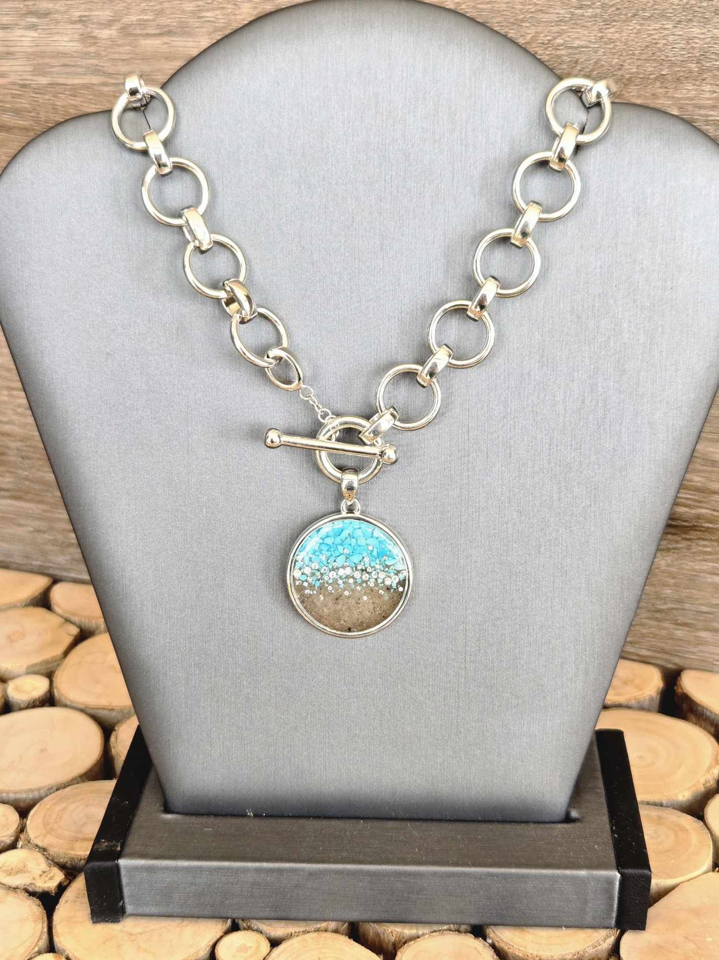 The Mediterranean Necklace - Diamond & Turquoise Gradient