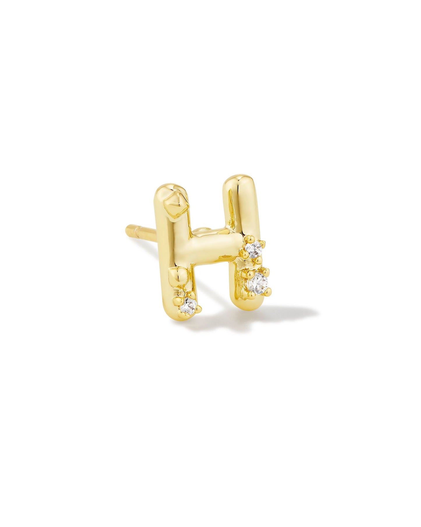 Crystal Gold Letter Single Studs