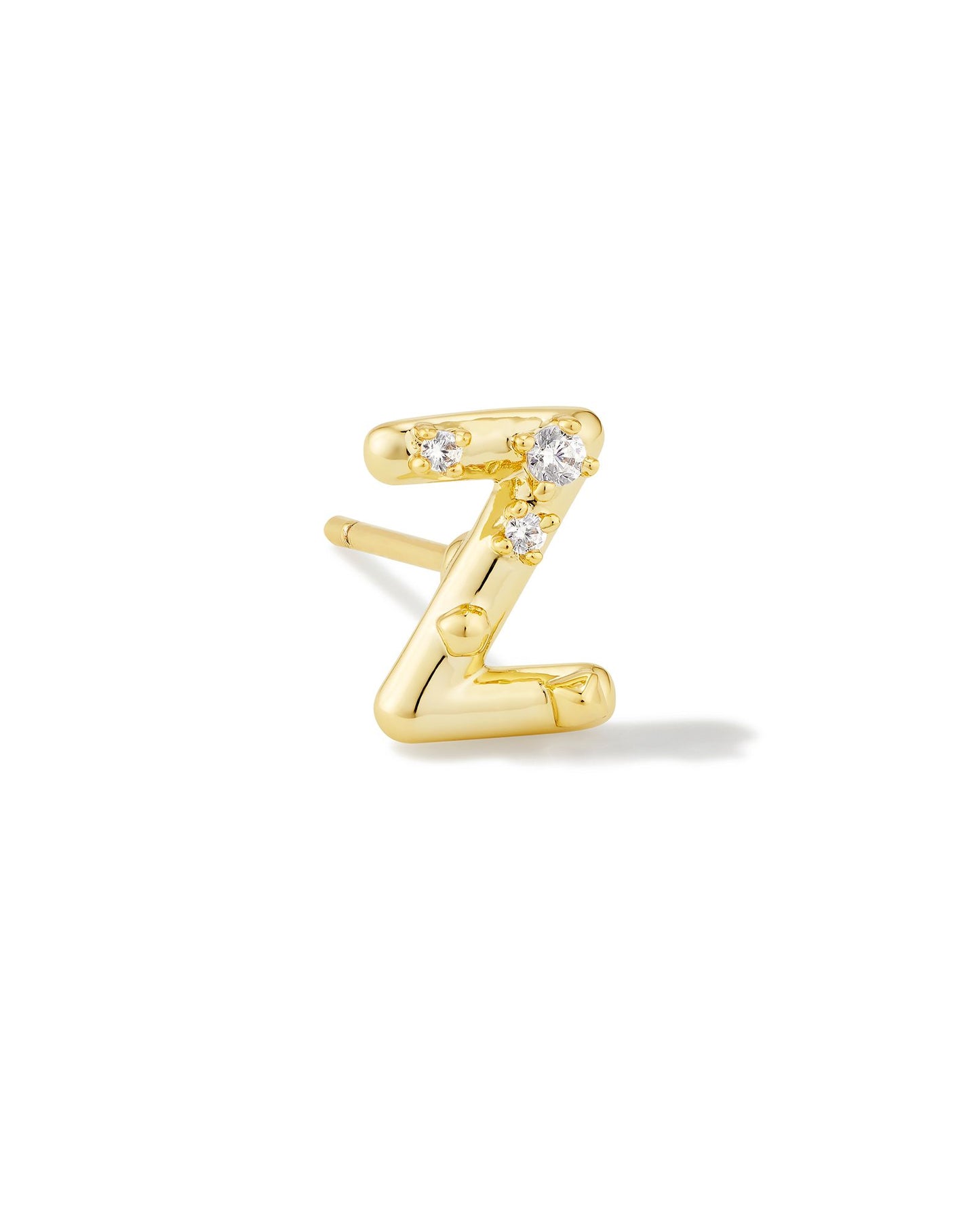 Crystal Gold Letter Single Studs