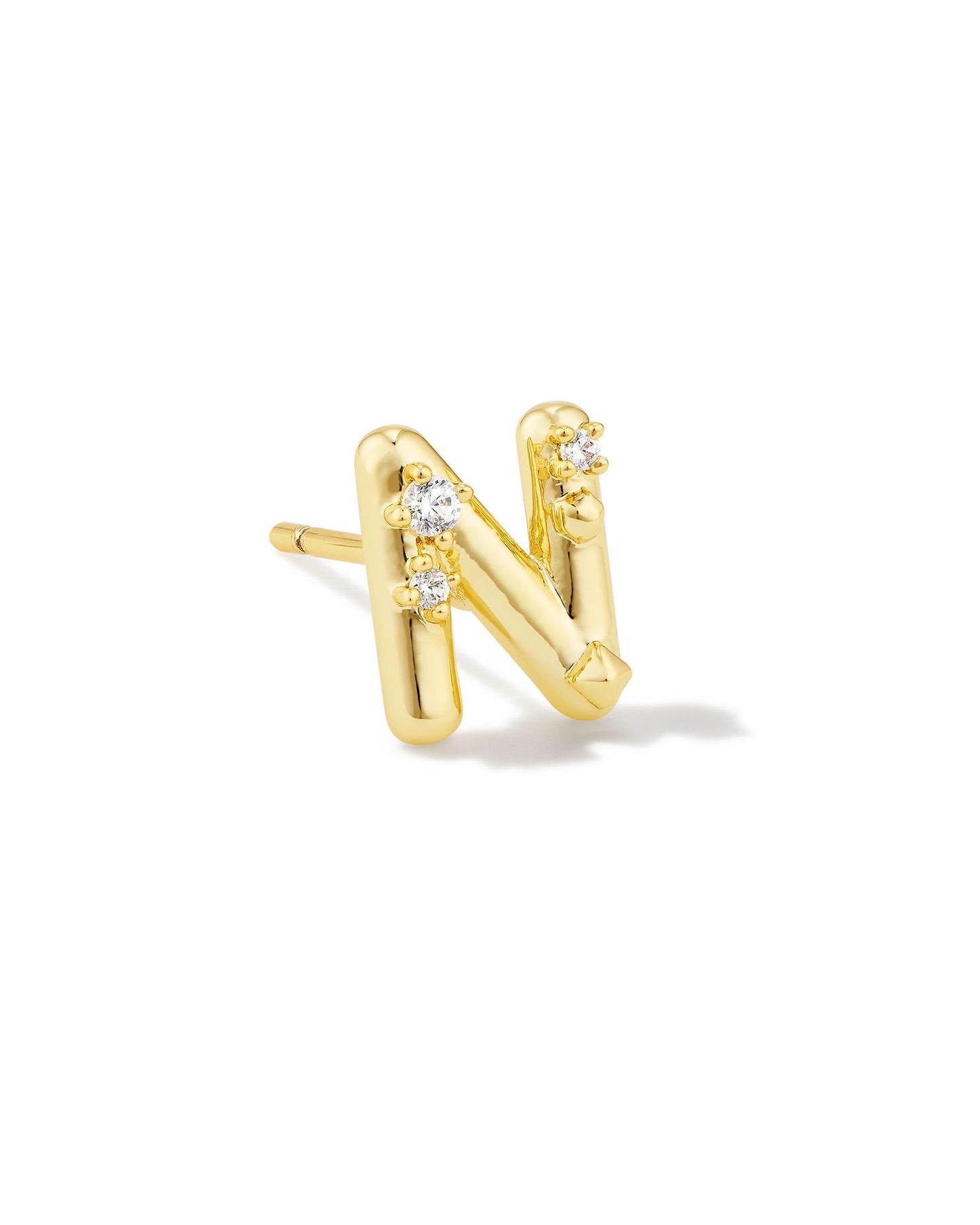 Crystal Gold Letter Single Studs