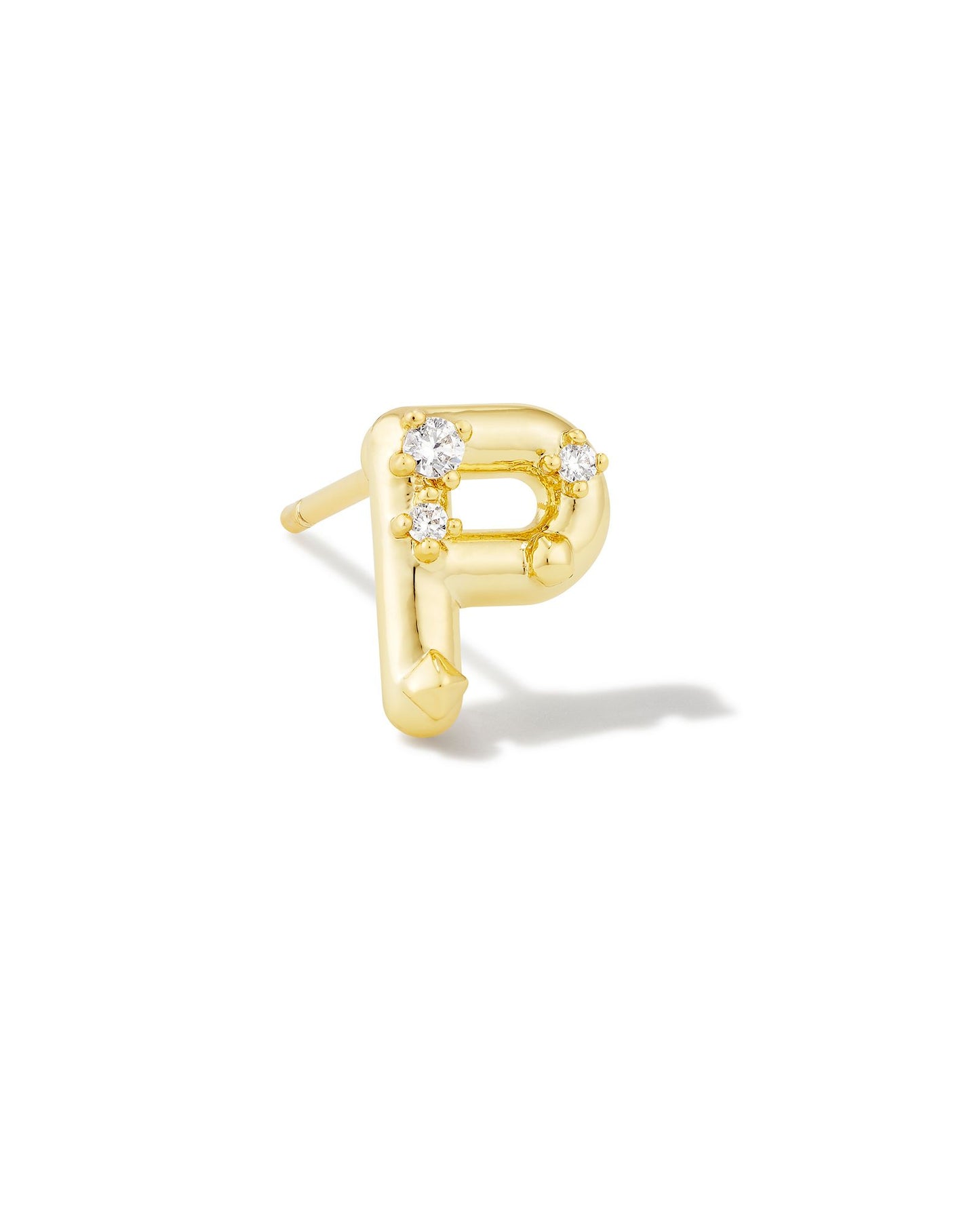 Crystal Gold Letter Single Studs