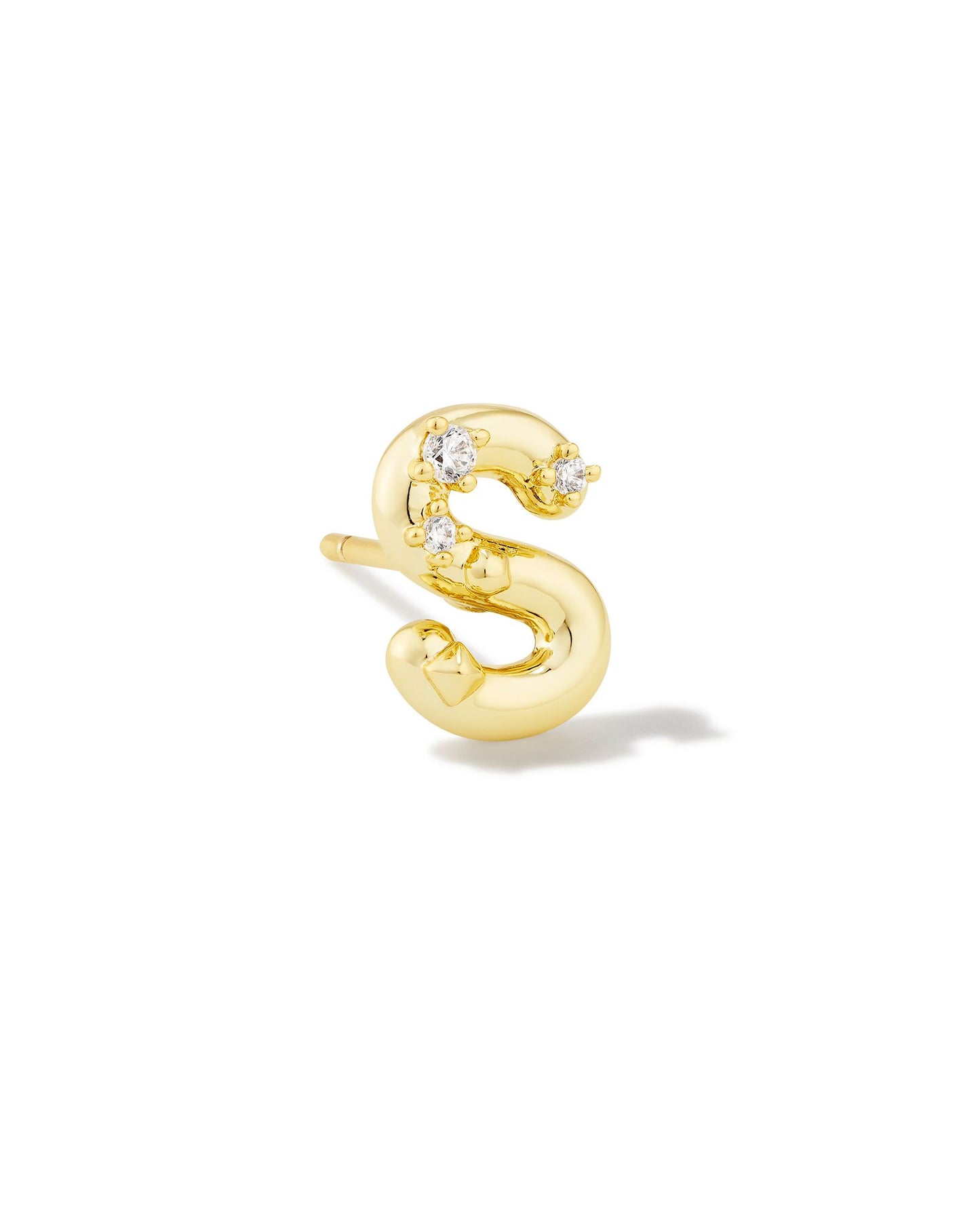 Crystal Gold Letter Single Studs