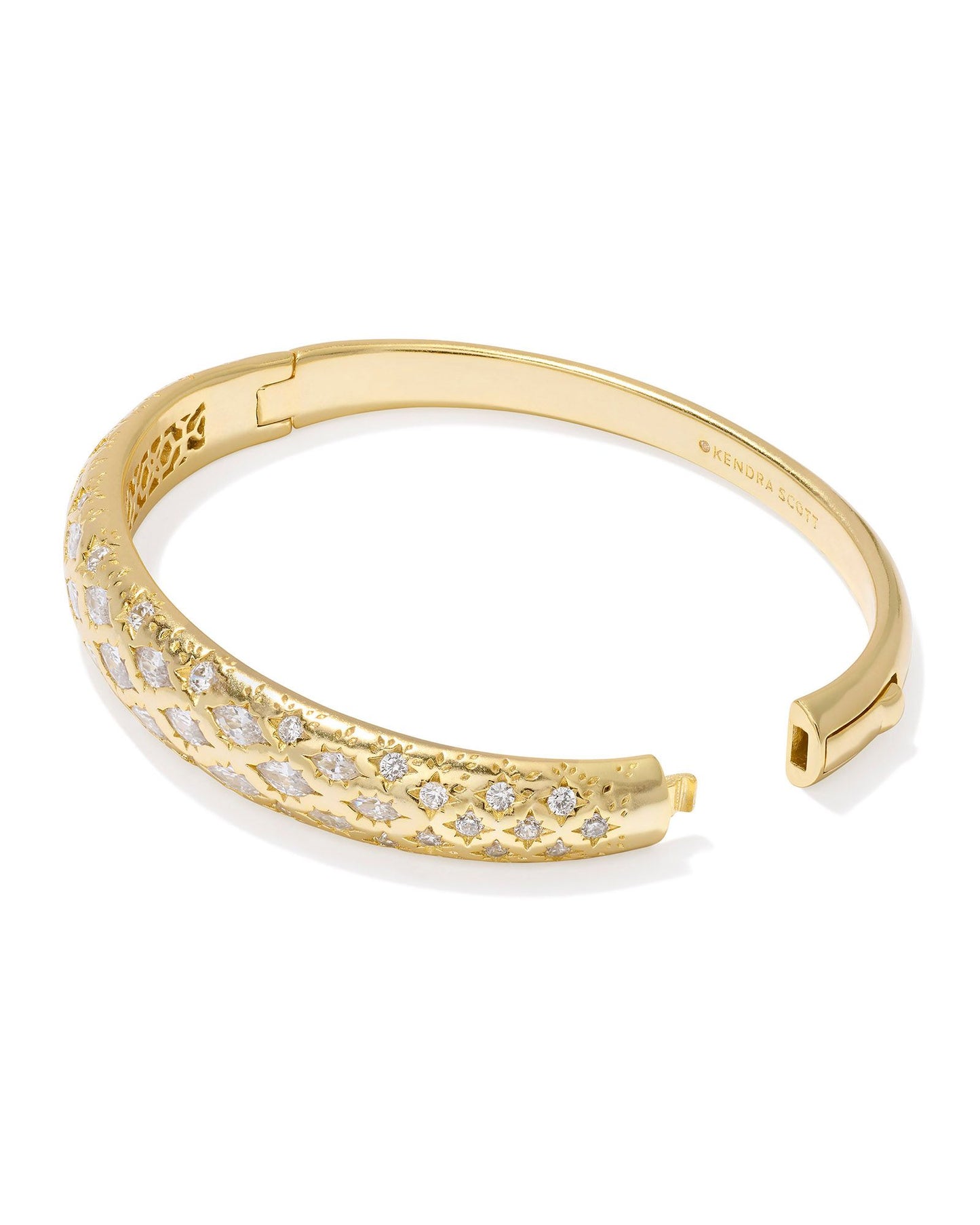 Holland Gold Bangle Bracelet in White Crystal