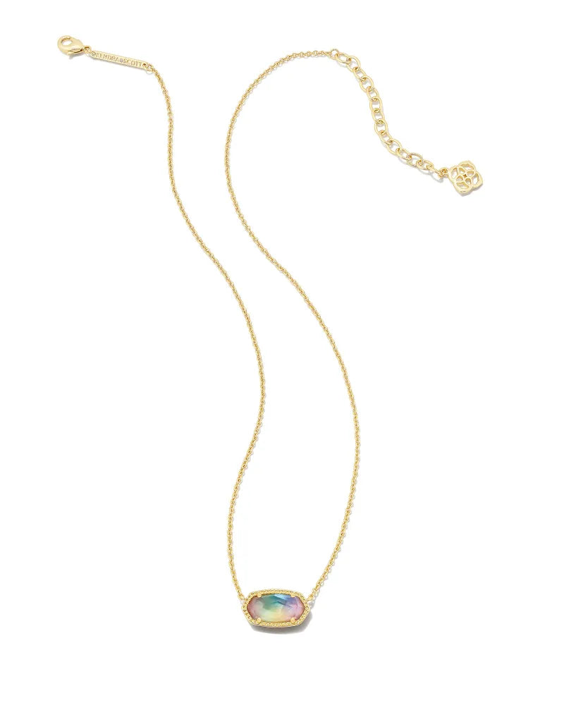 Elisa Gold Pendant Necklace in Yellow Watercolor Illusion