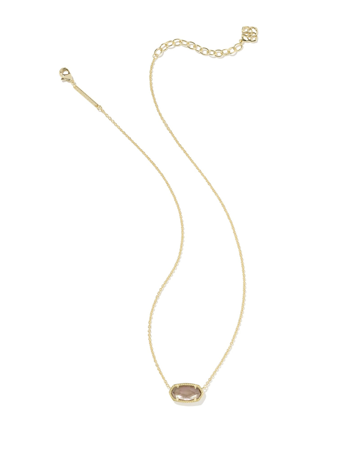 Elisa Gold Pendant Necklace in Taupe Mother of Pearl