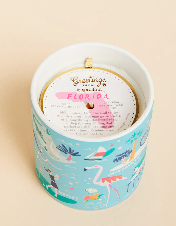 Greetings From Florida Candle 12oz. Florida/Atlantic Breeze