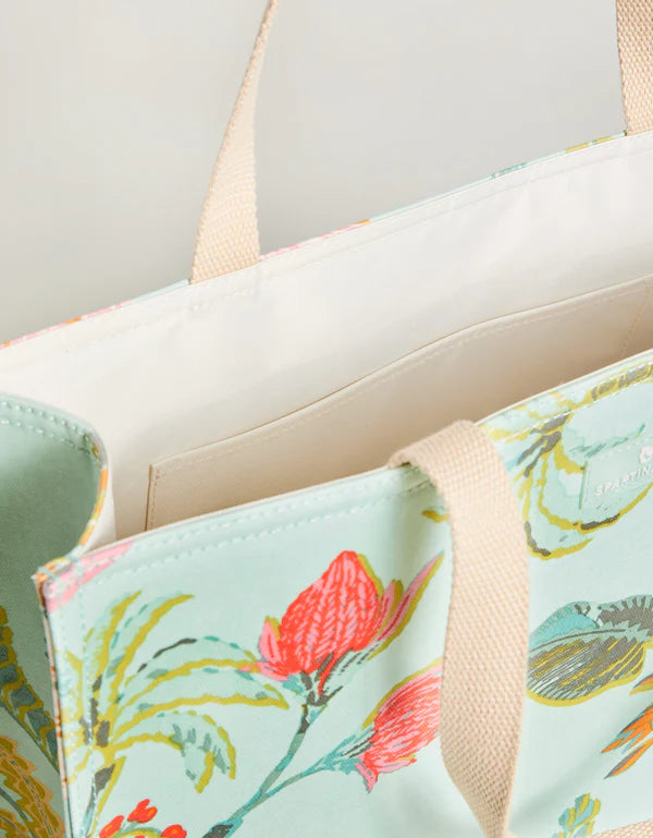 Market Tote Queenie Tropical Floral Sea Foam