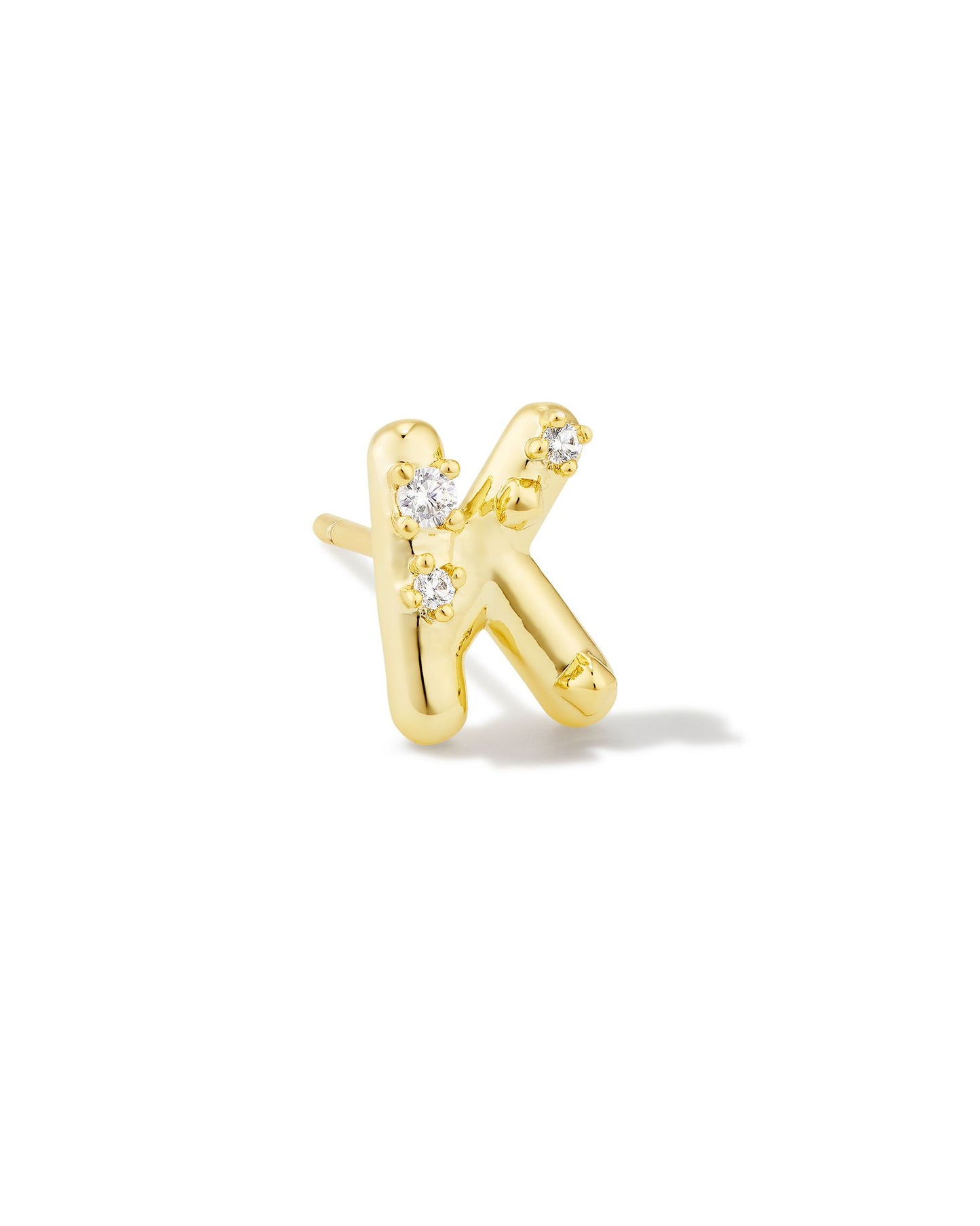 Crystal Gold Letter Single Studs