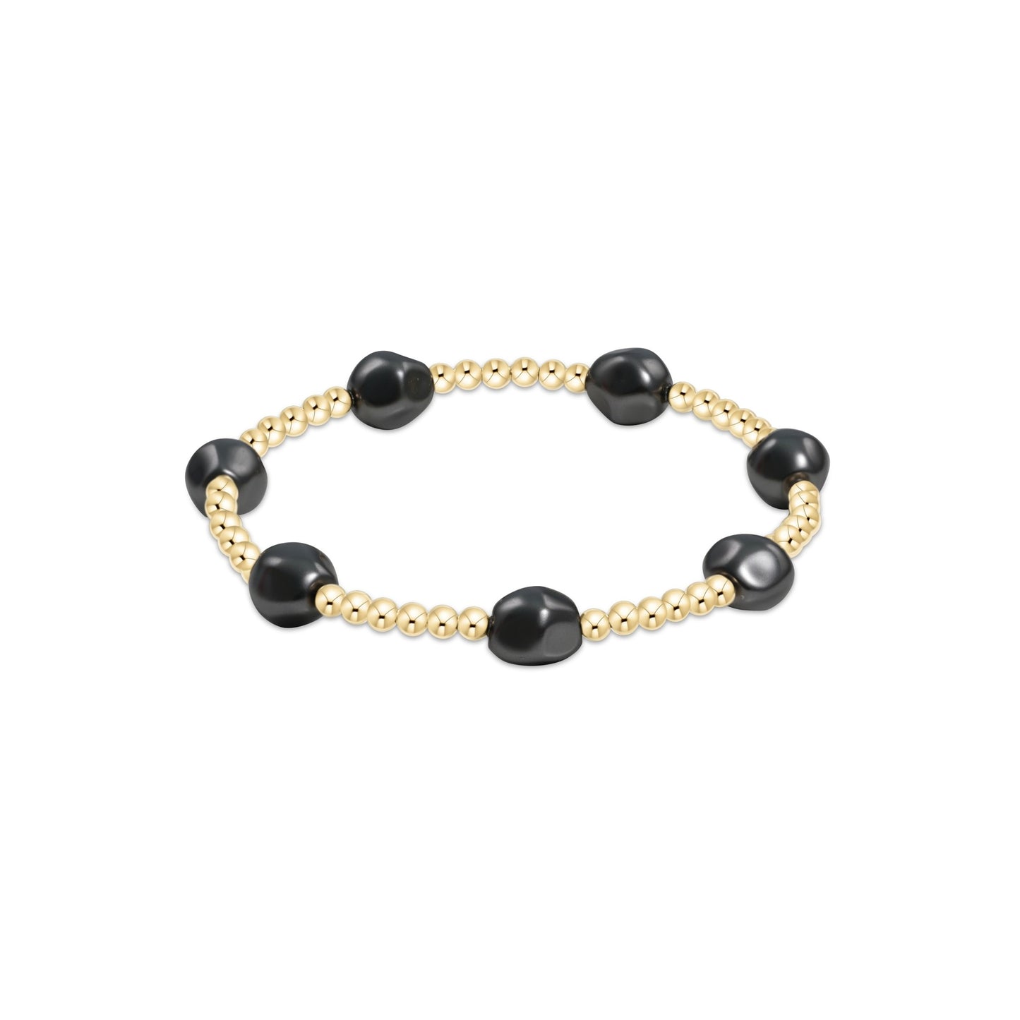 Admire Gold 3mm Bead Bracelet - Pearl - Dark Grey