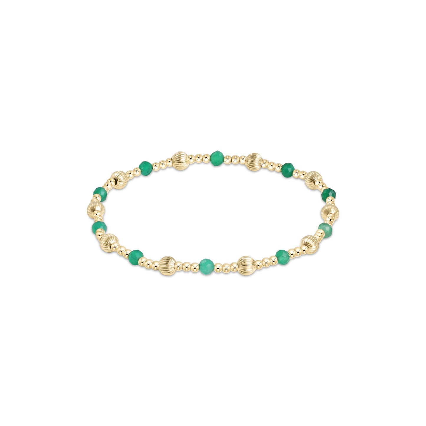 Dignity Sincerity Pattern 4mm Bead Bracelet - Green Onyx