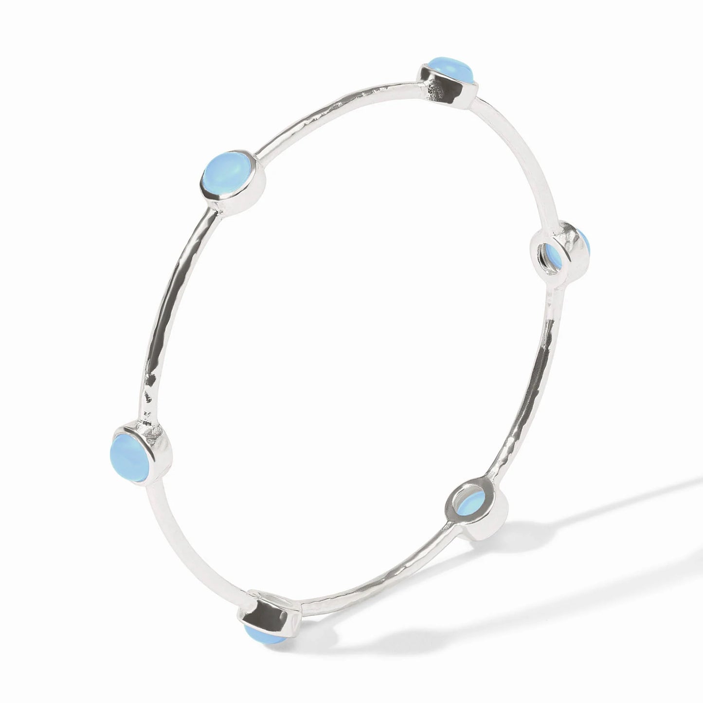 Milano Silver Luxe Bangle - Chalcedony Blue