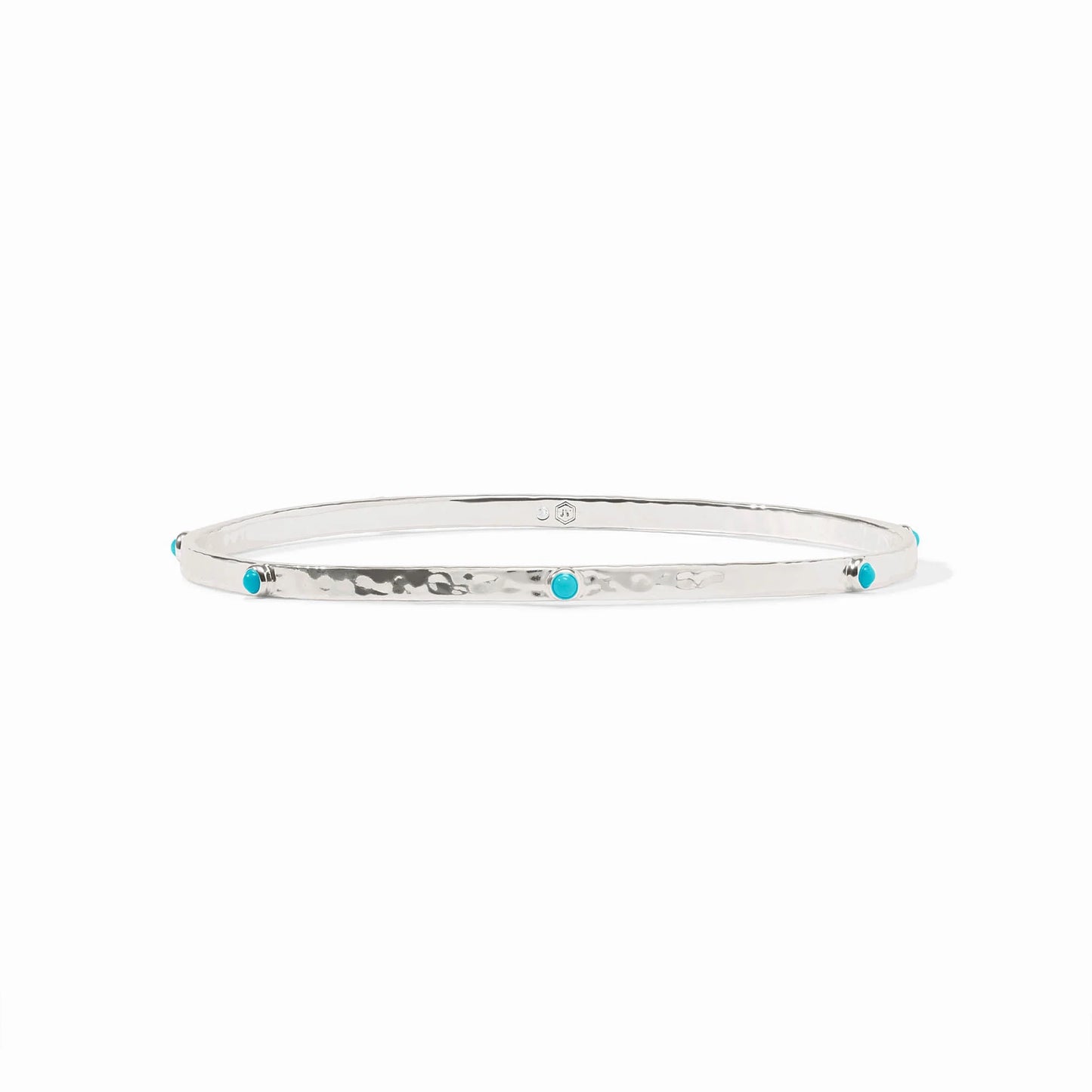 Crescent Stone Silver Bangle - Turquoise Blue