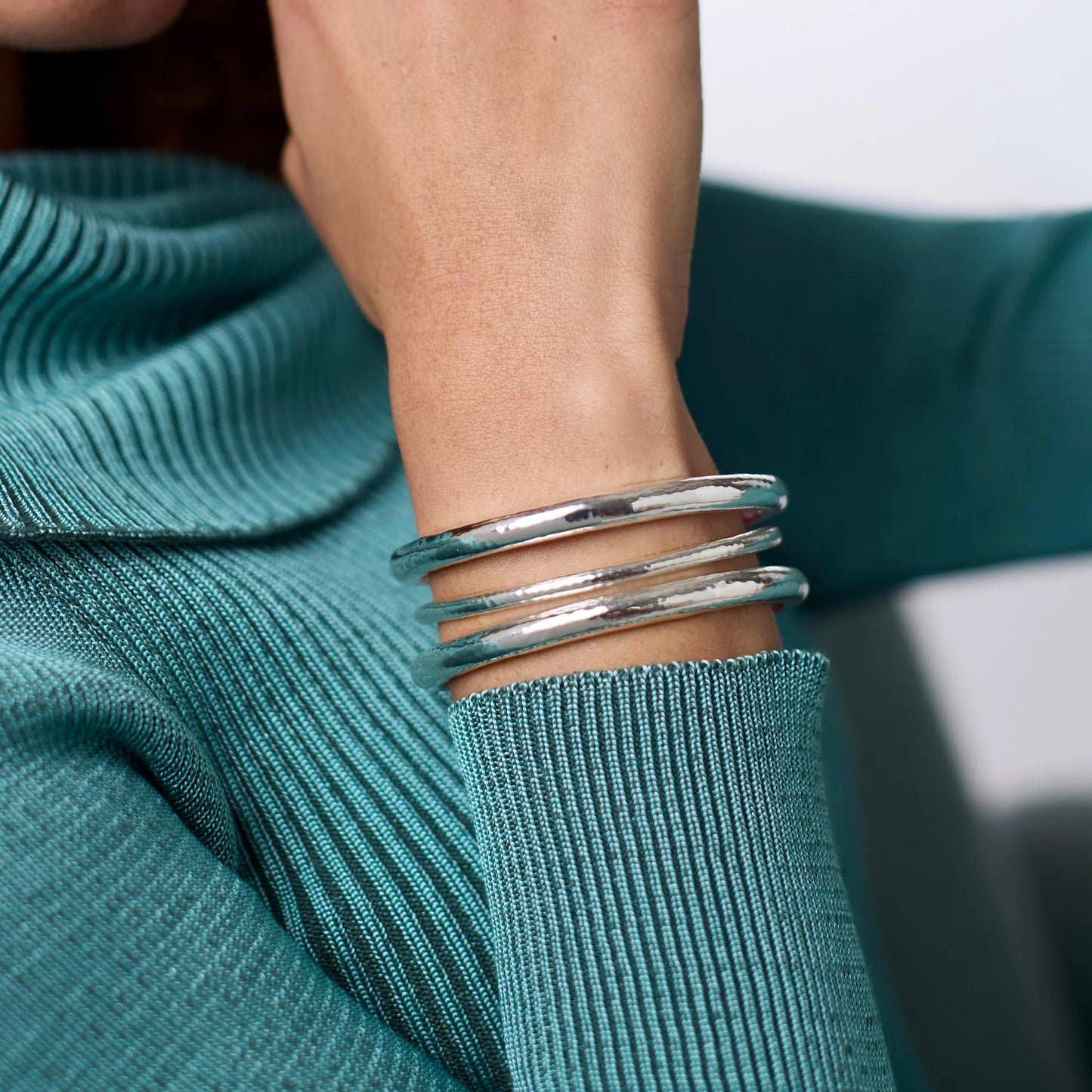 Havana Demi Bangle - Silver