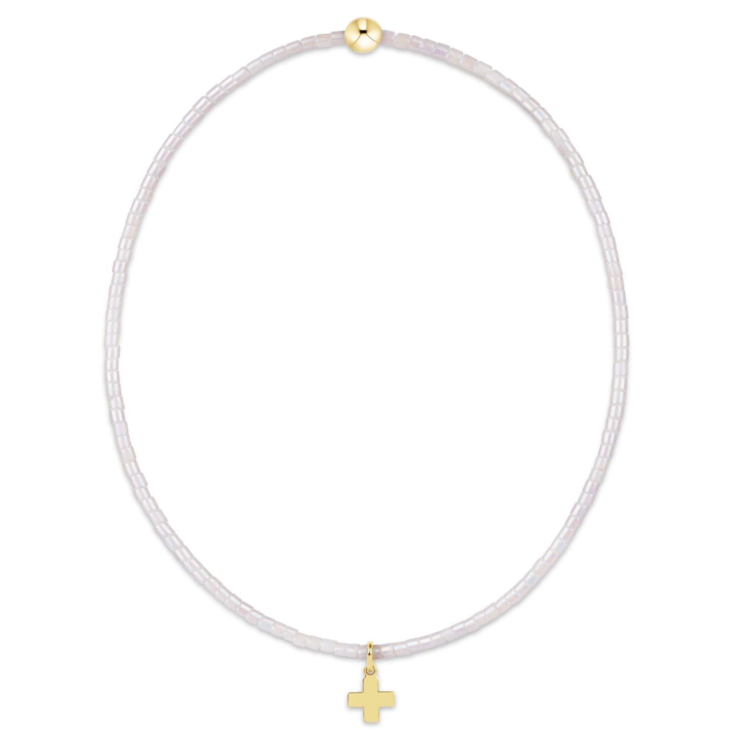 Hope Classic Silky White Bracelet - Signature Cross Small Gold Charm