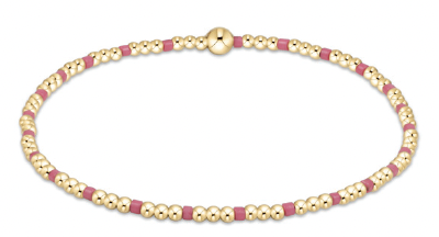 Hope Sincerity Pattern 2mm Bead Bracelet - Bright Pink