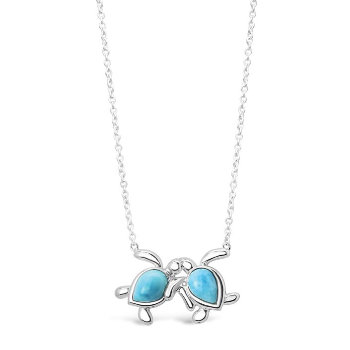 Best Friends Turtle Necklace Larimar