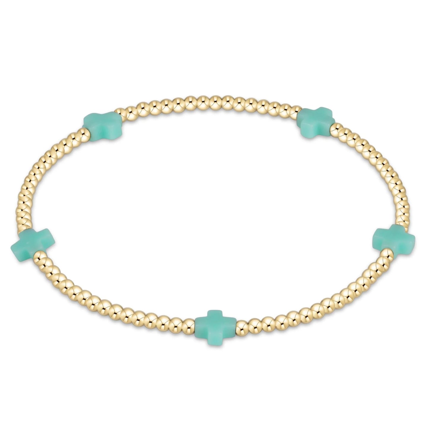 Signature Cross Small 2mm Gold Bracelet - Mint