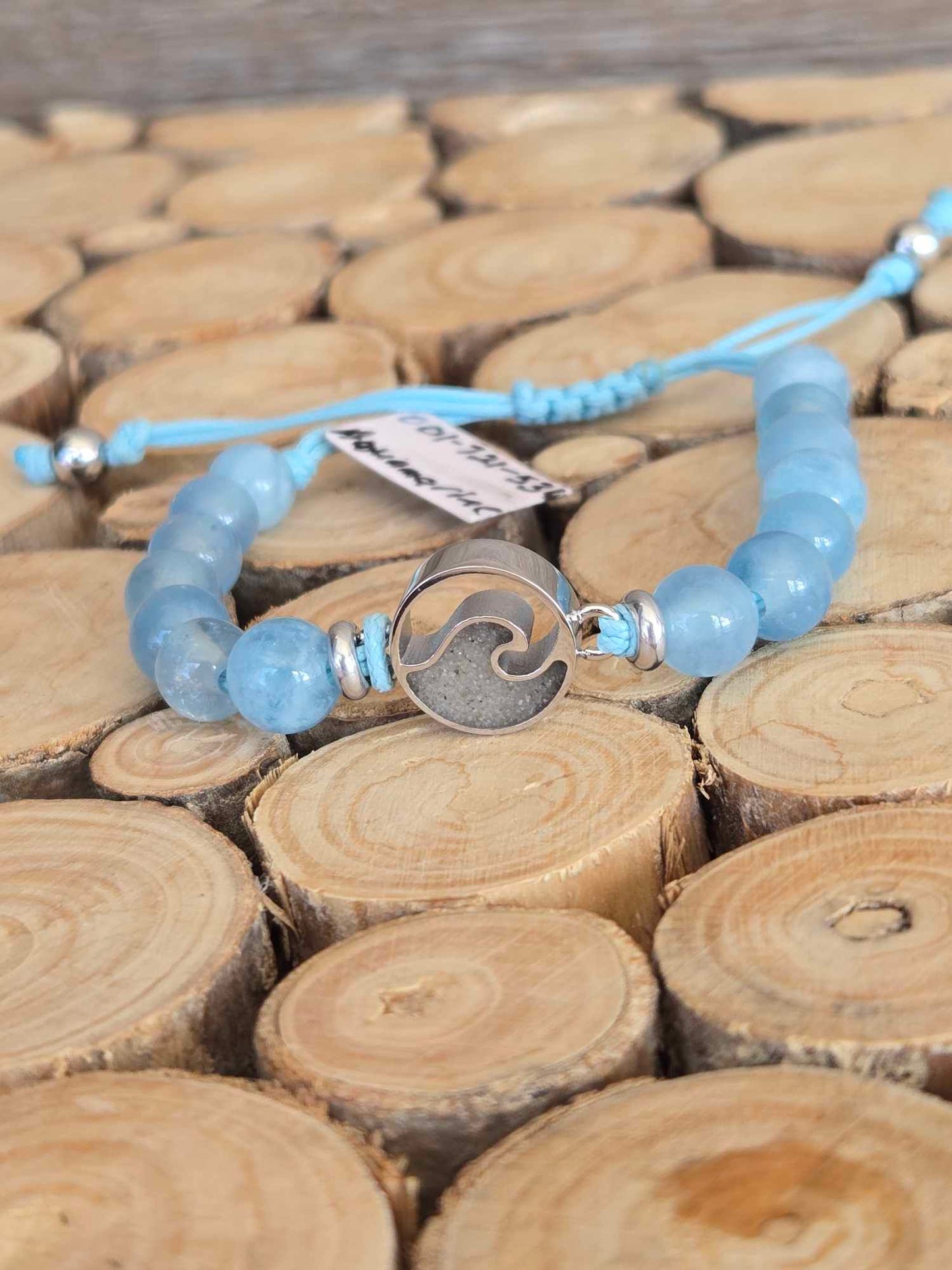 Beaded Bracelet Adjustable - Wave - Aquamarine