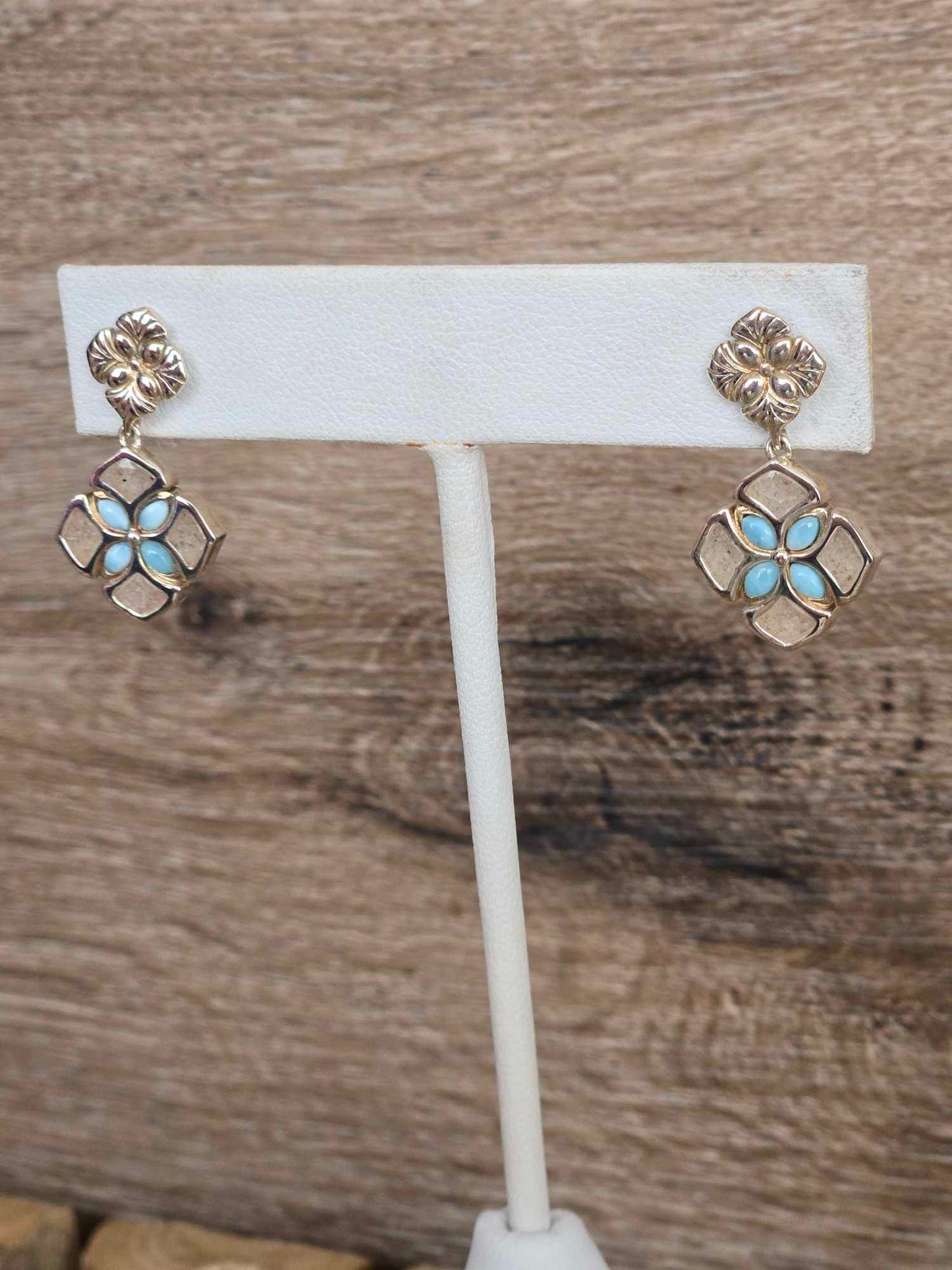 Boho Bloom Earrings - Larimar and Sand