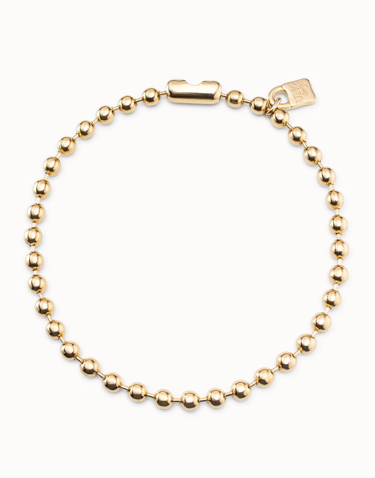 Snowflake - Short beaded necklace with padlock - Gold