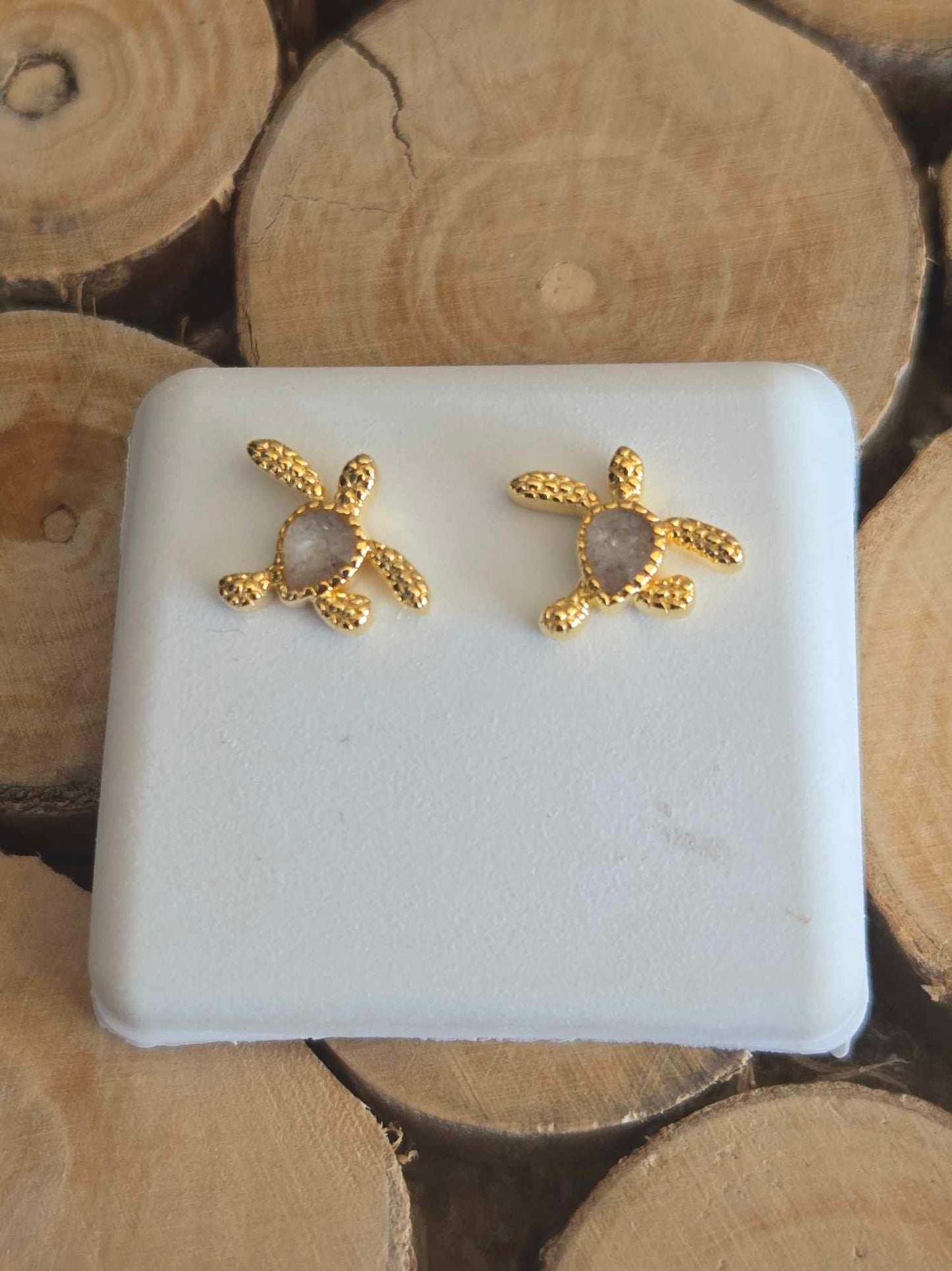 Delicate Dune Turtle Stud Earrings - 14k Gold Vermeil