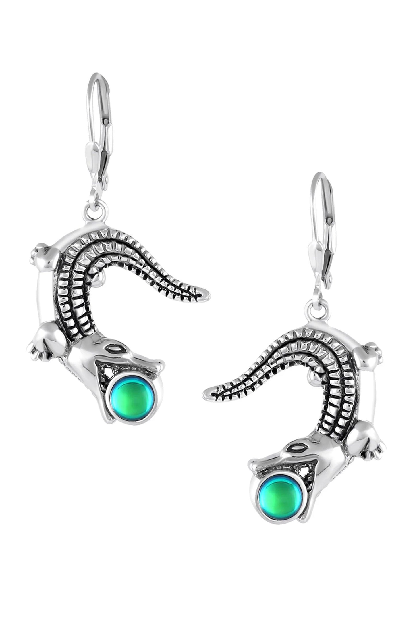 Gator Earrings - Green Polished