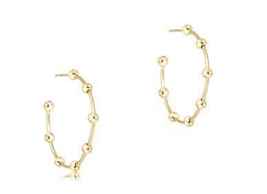 Beaded Simplicity 1.5" Post Hoop - Gold 4mm