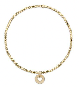 egirl Classic Gold 2mm Bead Bracelet - Love Small Gold Charm