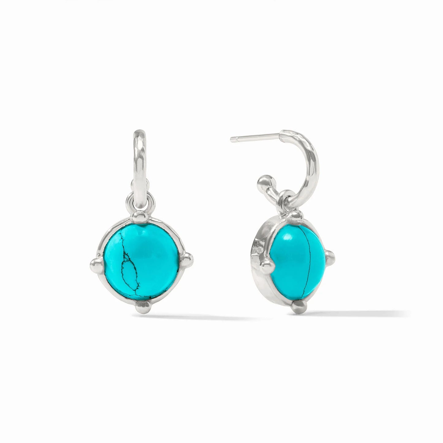 Honeybee Silver Hoop & Charm Earring - Turquoise Blue