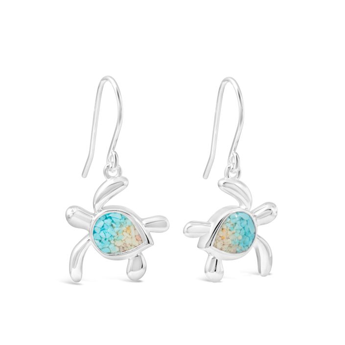 Turtle Drop Earrings - Turquoise Gradient