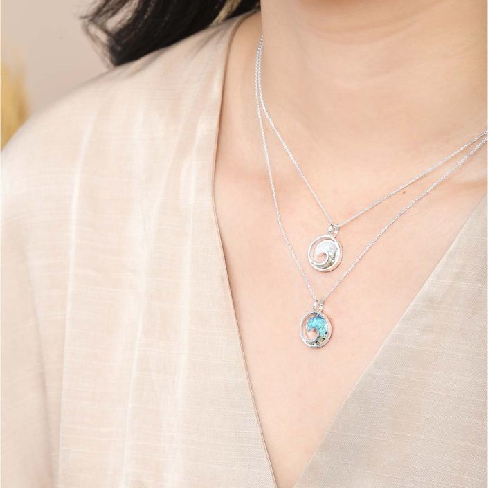 Wave Necklace - Turquoise Gradient