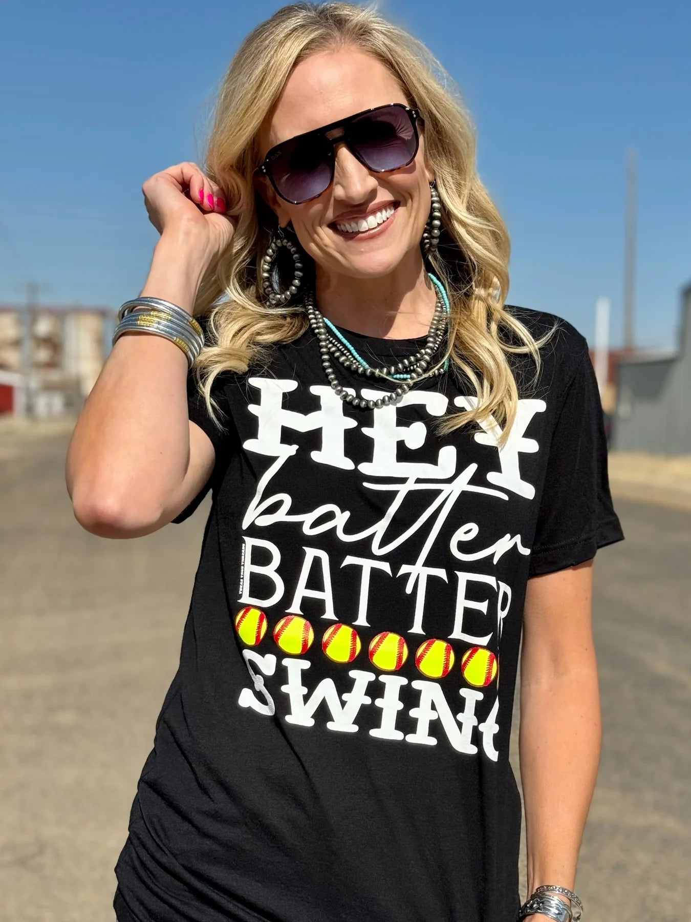 Hey Batter Batter Softball Tee - Vneck