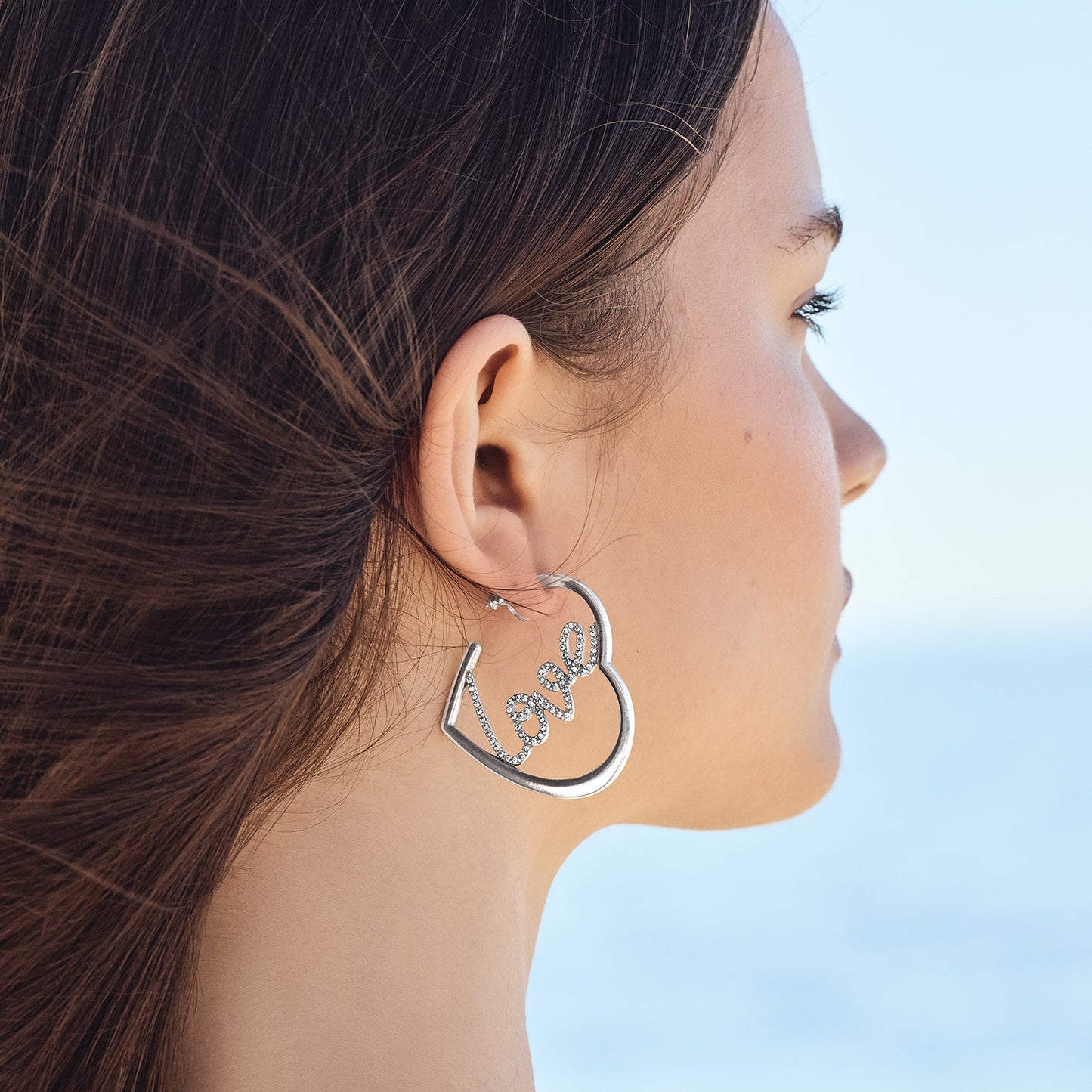 Love Script Sparkle Hoop Earrings