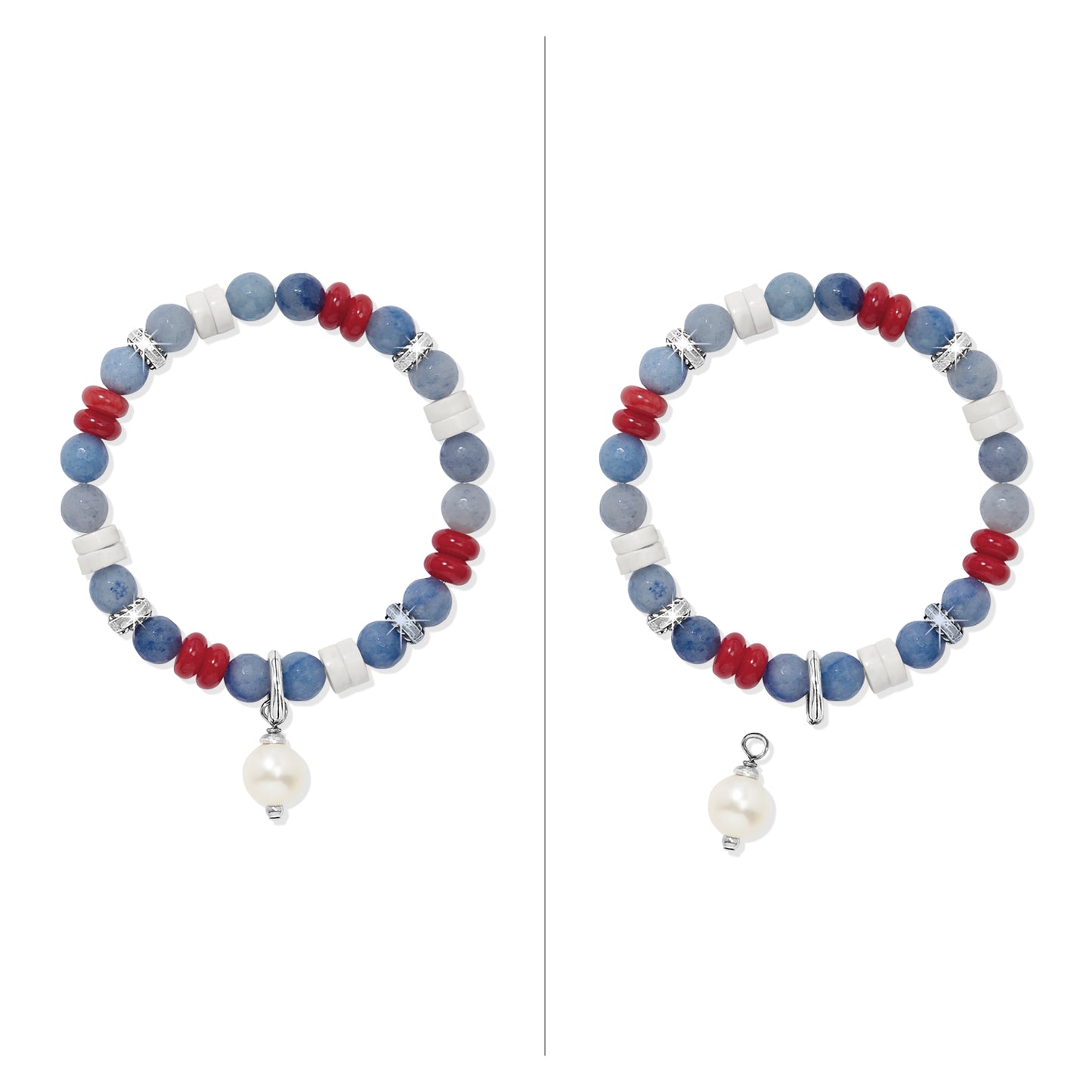 Americana Beach Pearl Charm Stretch Bracelet