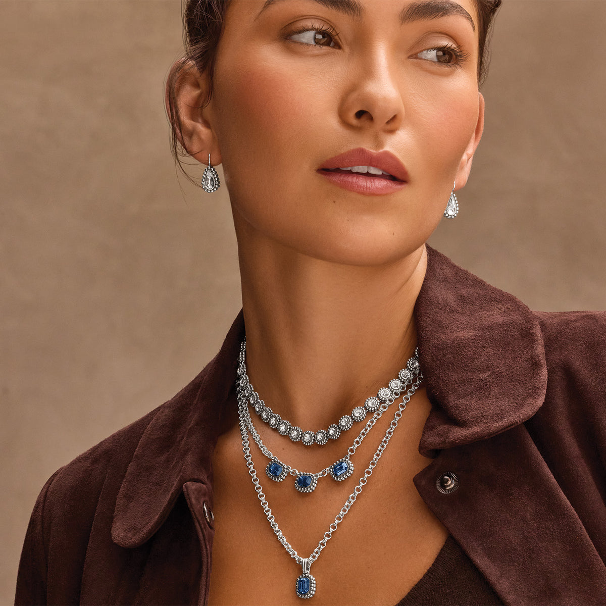 Twinkle Luxe Trio Blue Necklace