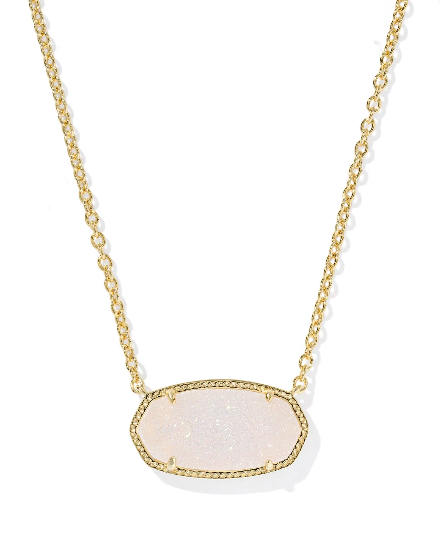 Elisa Gold Statement Pendant Necklace in Iridescent Drusy