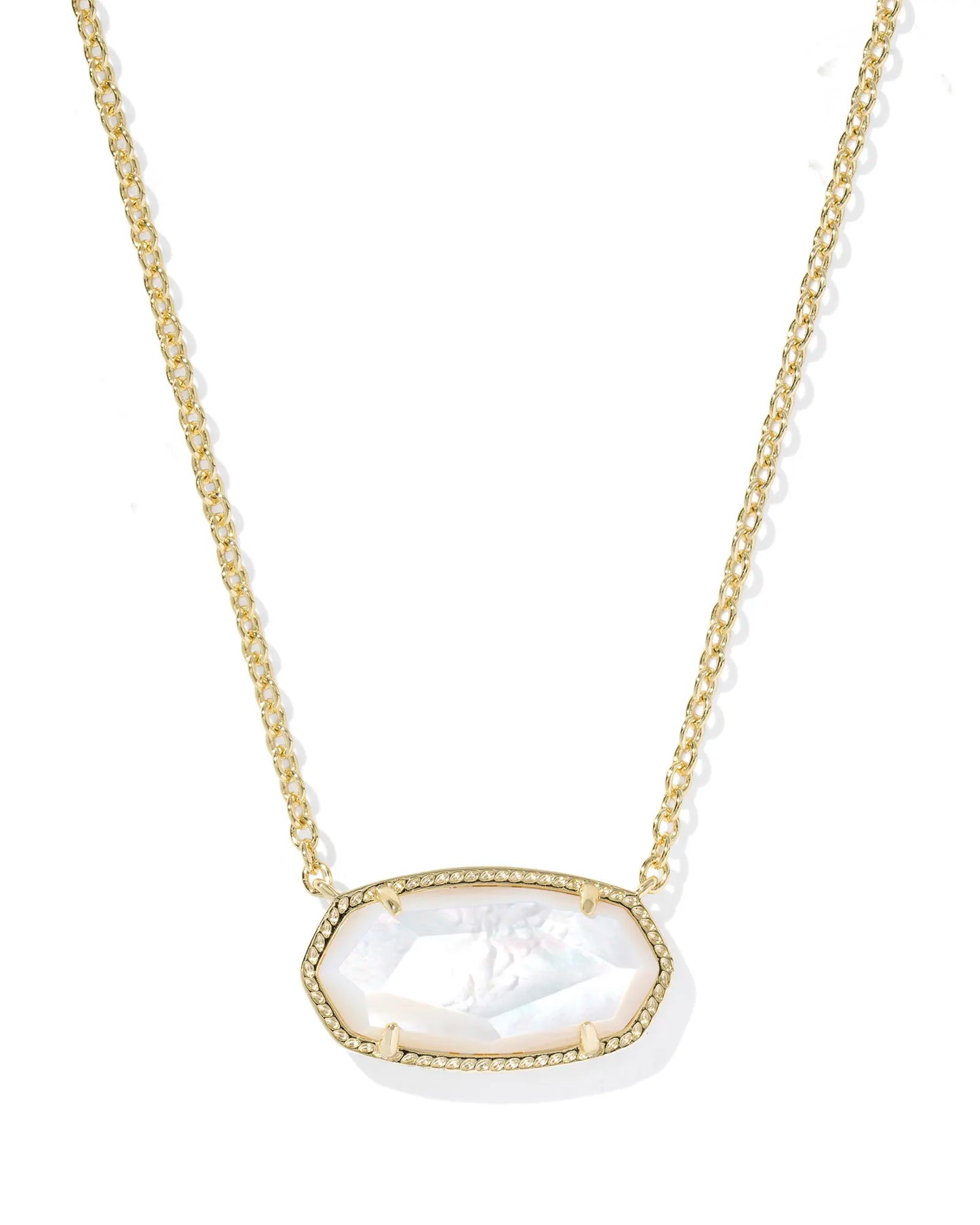 Elisa Gold Statement Pendant Necklace in Ivory Mother-of-Pearl