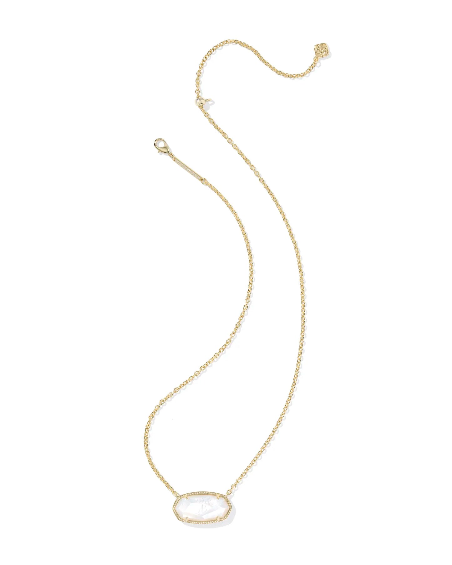Elisa Gold Statement Pendant Necklace in Ivory Mother-of-Pearl