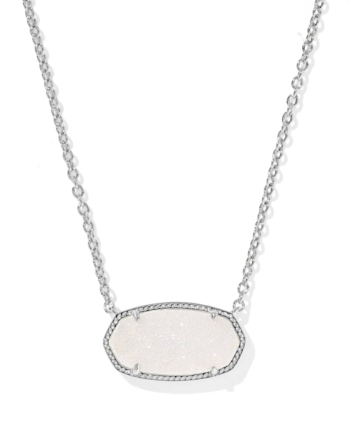 Elisa Silver Statement Pendant Necklace in Iridescent Drusy